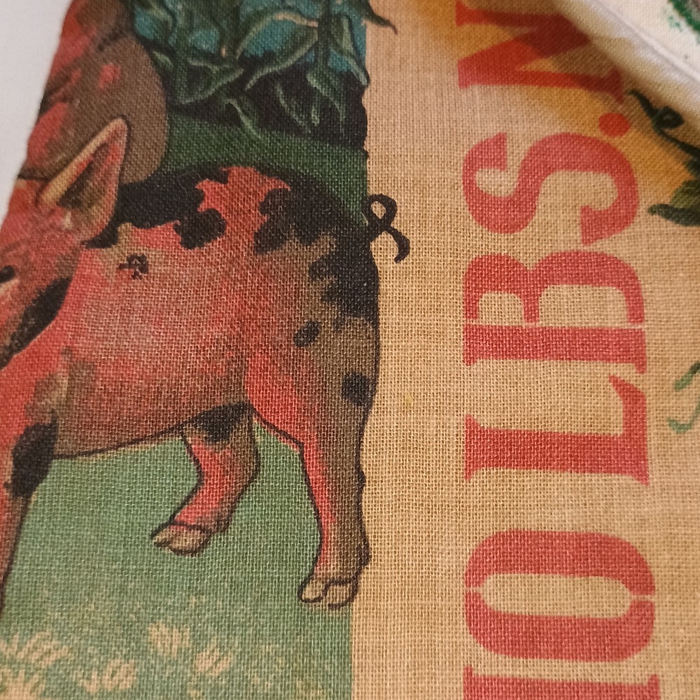 Vintage Handmade‎ Farmhouse Feed Sack Print Shoulder Bag Rustic Barnyard Animals - Picture 4 of 13